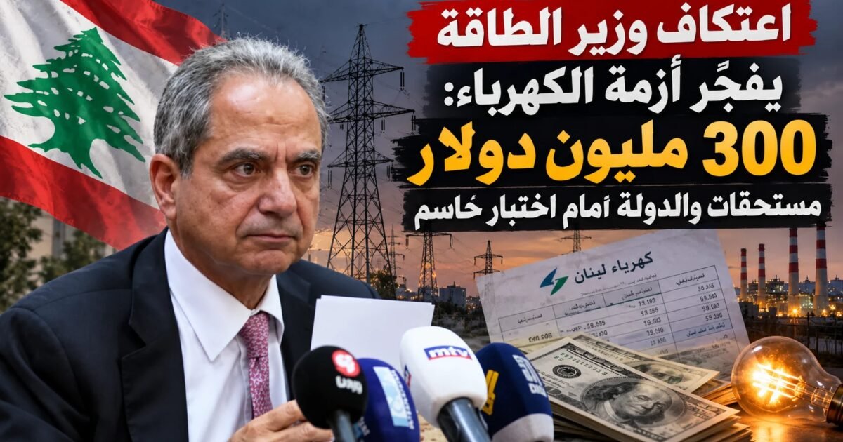 اعتكاف وزير الطاقة يفجّر أزمة الكهرباء: 300 مليون دولار مستحقات والدولة أمام اختبار حاسم - صورة مميزة اعتكاف وزير الطاقة يفجّر أزمة الكهرباء: 300 مليون دولار مستحقات والدولة أمام اختبار حاسم
